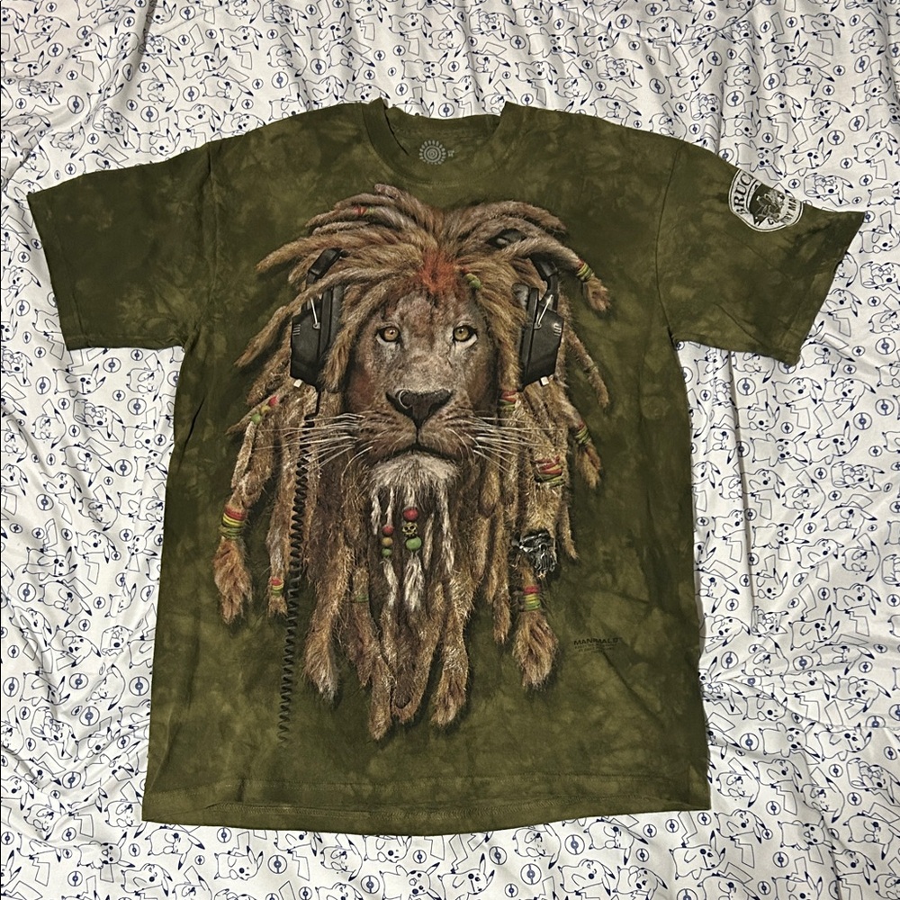2011 THE MOUNTAIN Rasta Lion Tie Dye Graphic Tee Shirt
